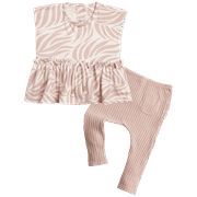 Jessica Simpson Baby Girls' Pants Set - 2 Piece Ruffle Bottom Blouse and Pants (0-24M)